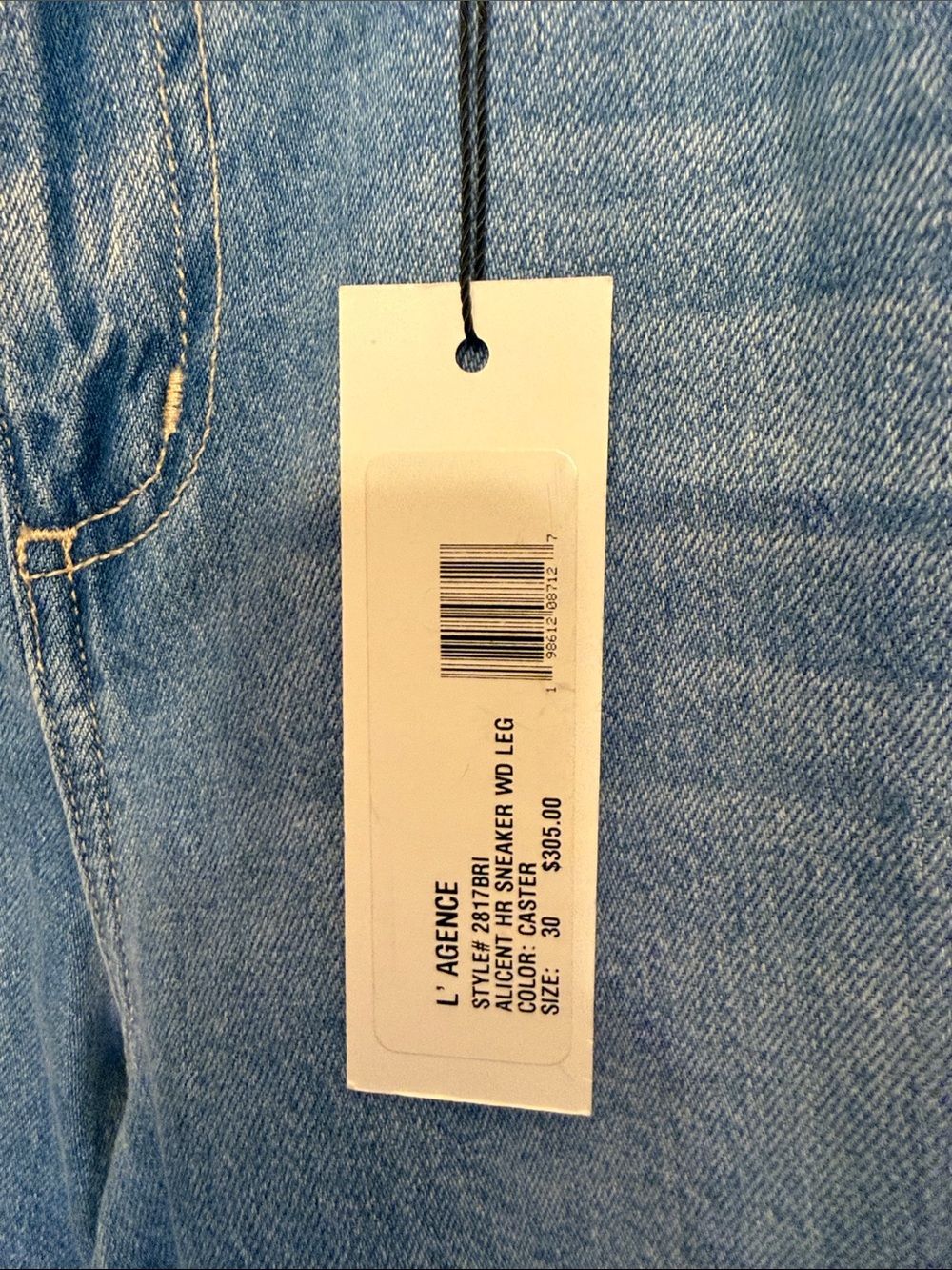 L'AGENCE Medium Blue Wide Leg Jeans - Picture 2 of 4